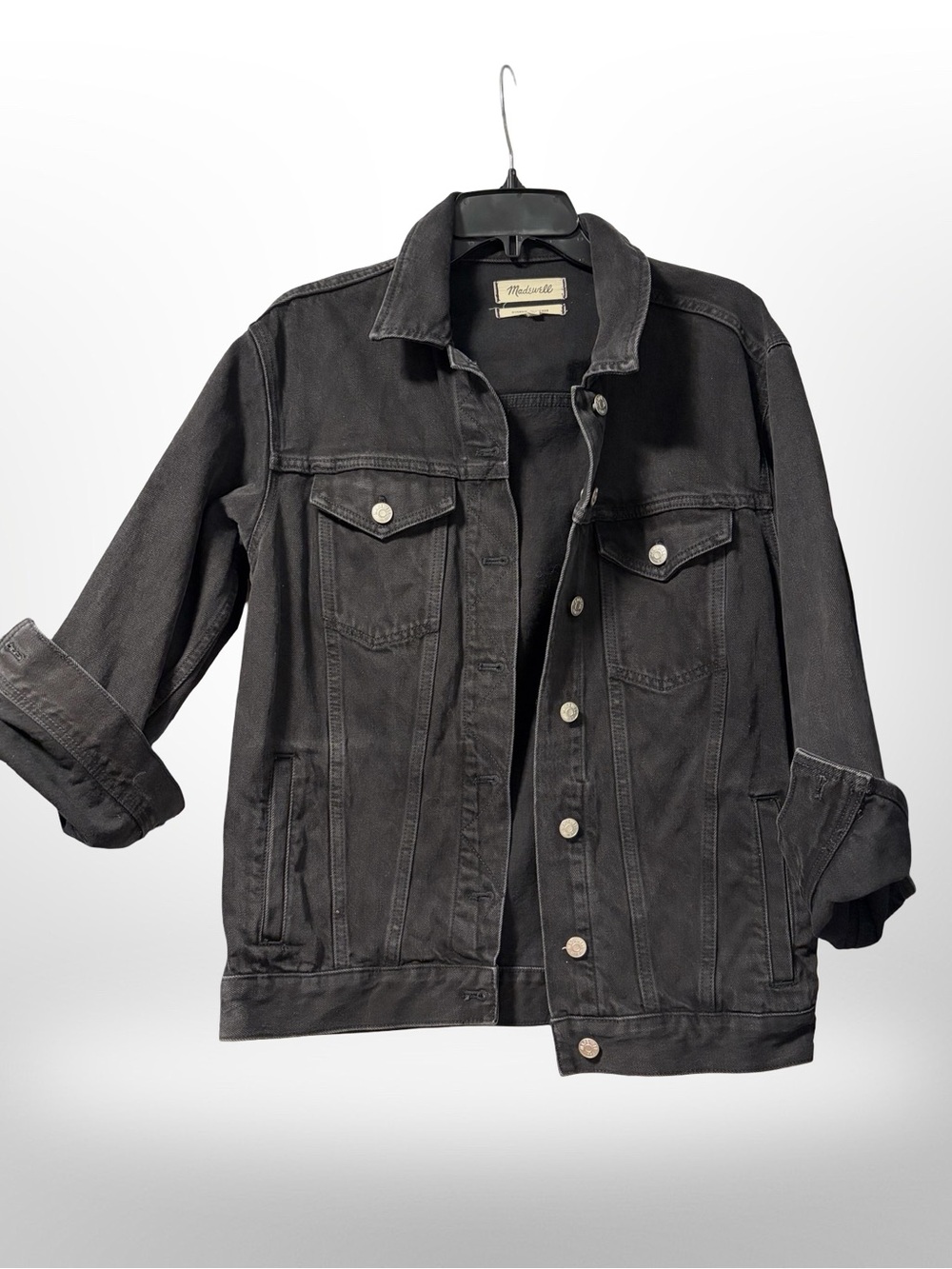 Madewell Oversized Trucker Jacket in Faded Black